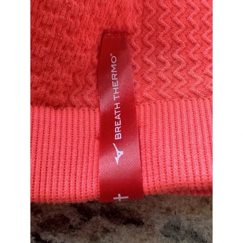 Mizuno Breath Thermo Men's Red Solid Beanie Hat with Blue Logo